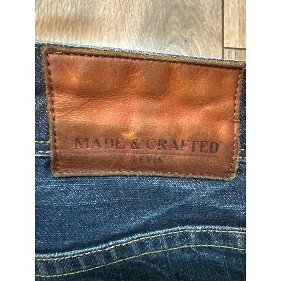 Levis Made & Crafted Mens Ruler Straight Jeans W29 Bovine Leather Patch Button F